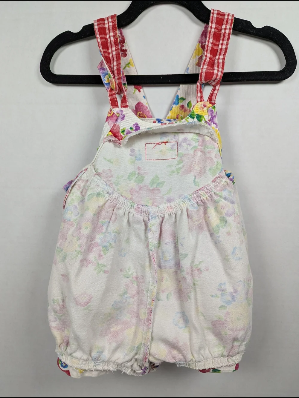 VTG 80s 90s OshKosh B'Gosh Vestback Overalls Bubble Red Floral Sz 18 Months USA